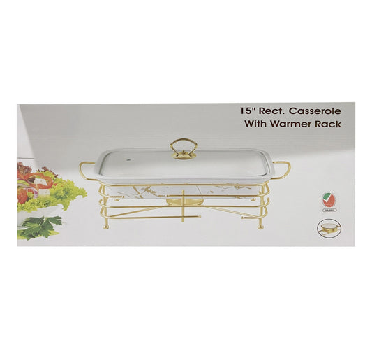 Chefline Rectangle Casserole with Warmer Rack, 15 inches, 2072