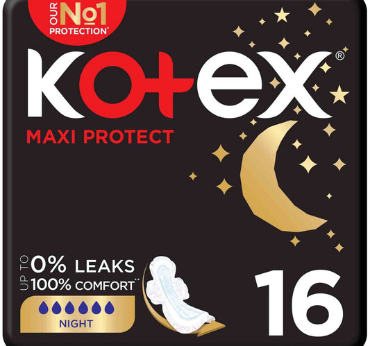 Kotex Maxi Protect Thick Overnight Protection Sanitary Pads with Wings 16 pcs
