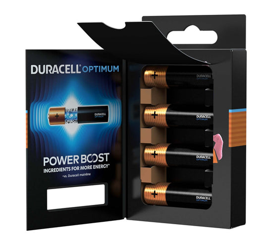 Duracell Optimum Type AA Alkaline Batteries, pack of 4