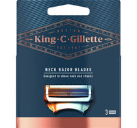 King C. Gillette Men's Neck Shaving Razor Blades with Skinguard Best and Sharpest Stainless Steel Platinum Coated 3 pcs