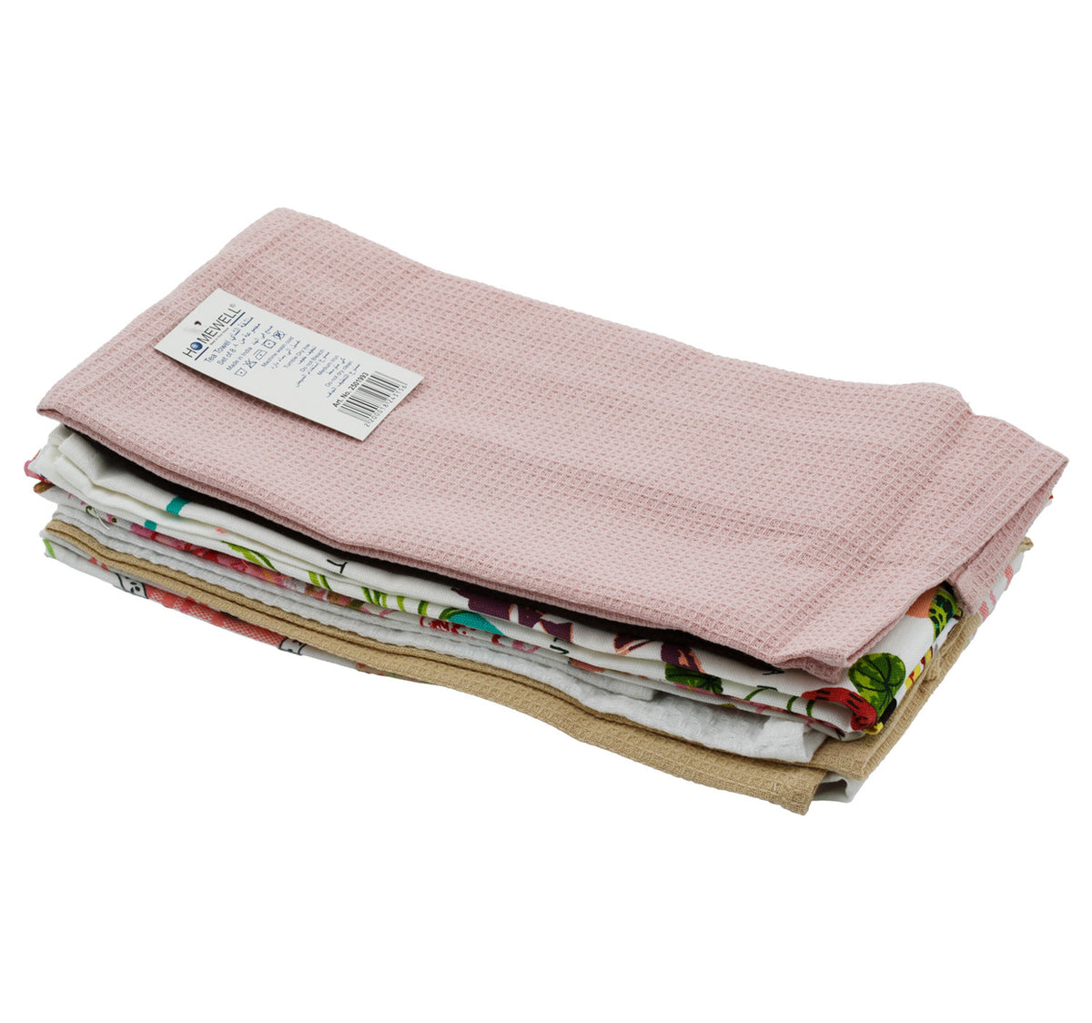 Homewell Cotton Kitchen Towel, 8 pcs, Assorted