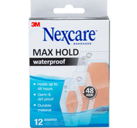Nexcare Max Hold Waterproof Bandages Assorted 12 pcs