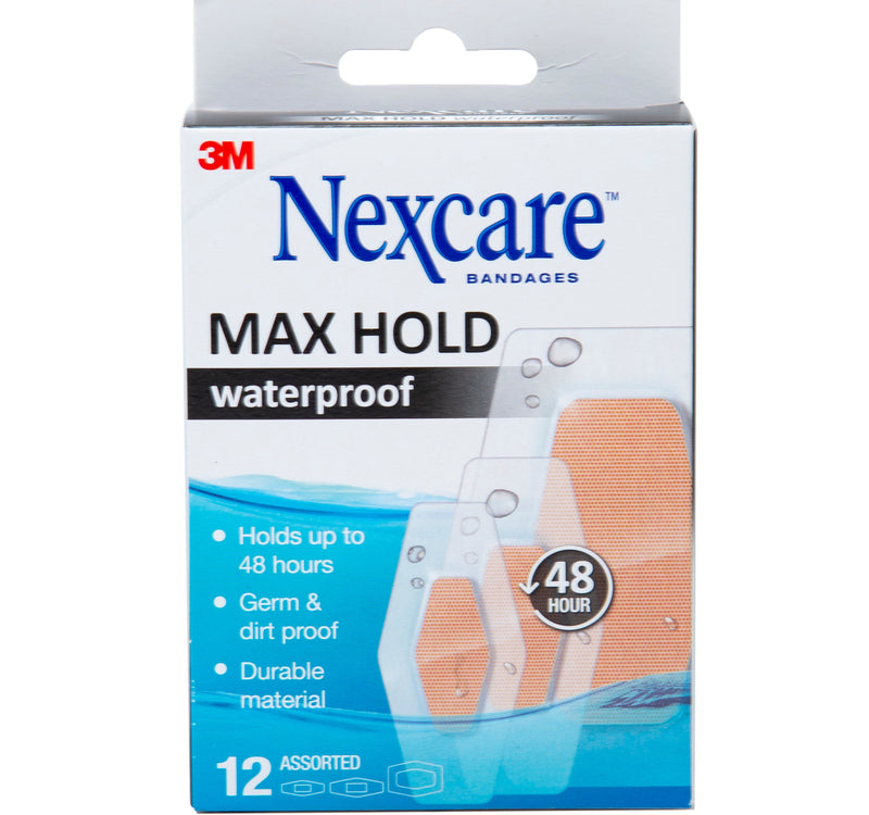 Nexcare Max Hold Waterproof Bandages Assorted 12 pcs