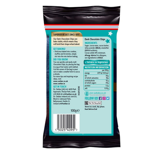 Dr.Oetker Dark Chocolate Chips 100 g Lulu Hypermarket