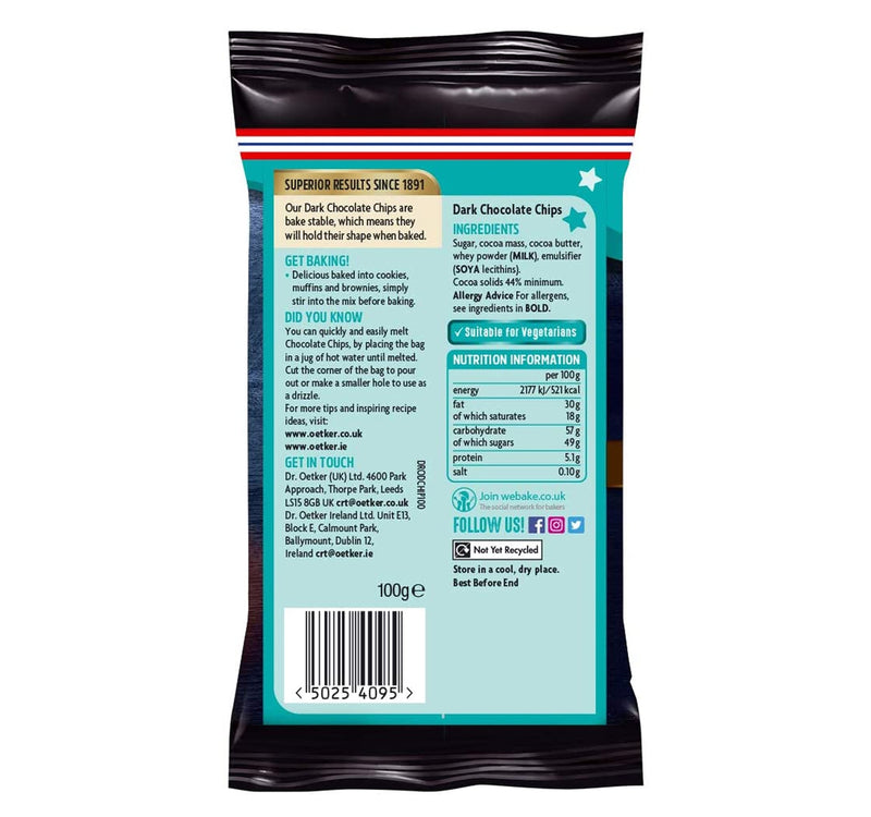 Dr.Oetker Dark Chocolate Chips 100 g Lulu Hypermarket
