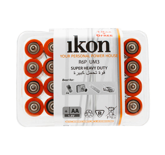 Ikon R6P UM3 Super Heavy Duty AA Battery Pack, 24 pcs, IKR6PPB
