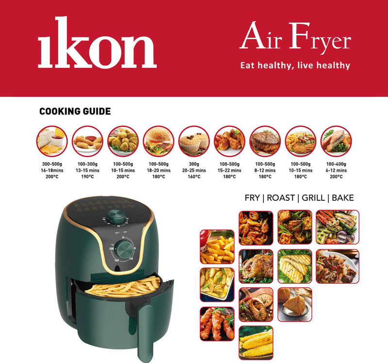 Ikon Air Fryer, 3.5 L, Green, IK-AF303T