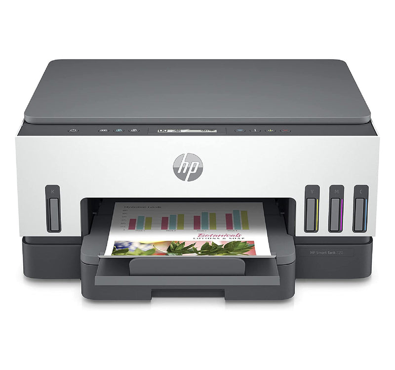 طابعة HP Smart Tank 720 اللاسلكية متعددة الإمكانات بخزان حبر، أبيض/رمادي، 6UU46A