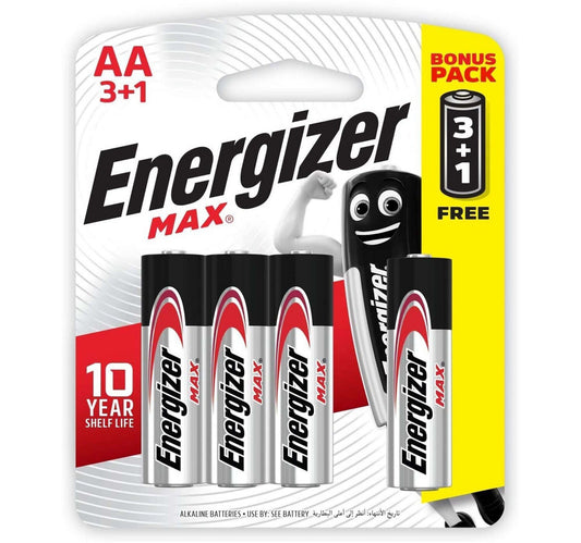 Energizer MAX AA Alkaline Battery Power Seal E91BP3 3+1