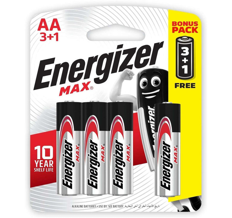 Energizer MAX AA Alkaline Battery Power Seal E91BP3 3+1