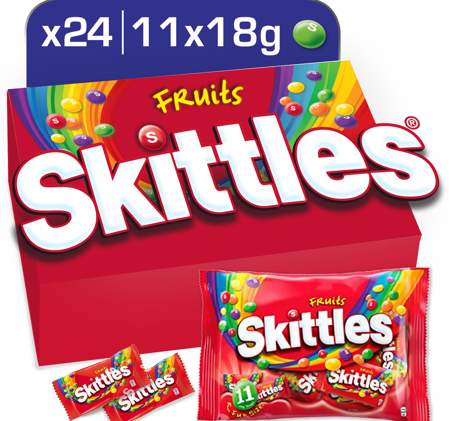 Skittles Candy Coated Chewy Lens Fruit 11 x 18 g