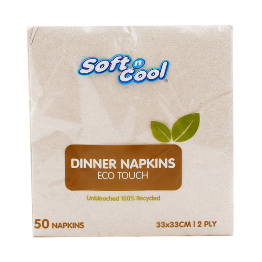 Soft N Cool Dinner Napkins Brown 2 Ply 33 x 33cm 50 pcs