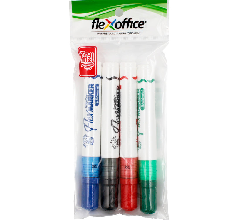 Flex Office White Board Marker, 4 pcs, Assorted, WB02