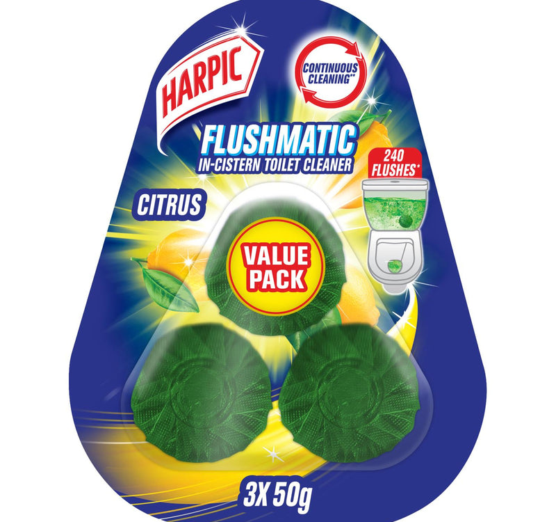 Harpic Toilet Blocks Citrus Scent Value Pack 3 x 50 g