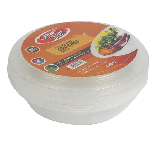 Home Mate Microwave White Round Container With Lid Size 1440 ml 6 pcs