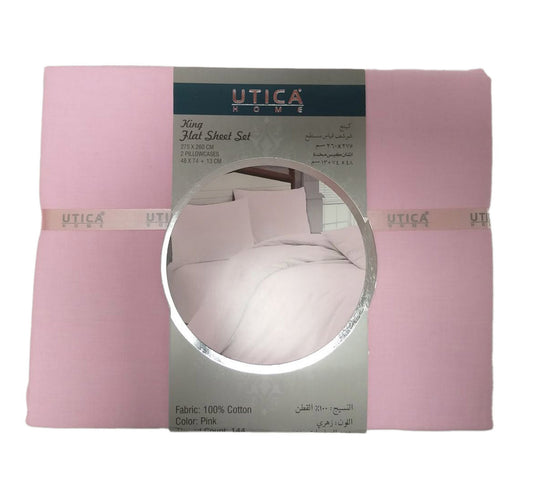 Utica Home Flat Sheet King 3pc 275x240cm Pink Color