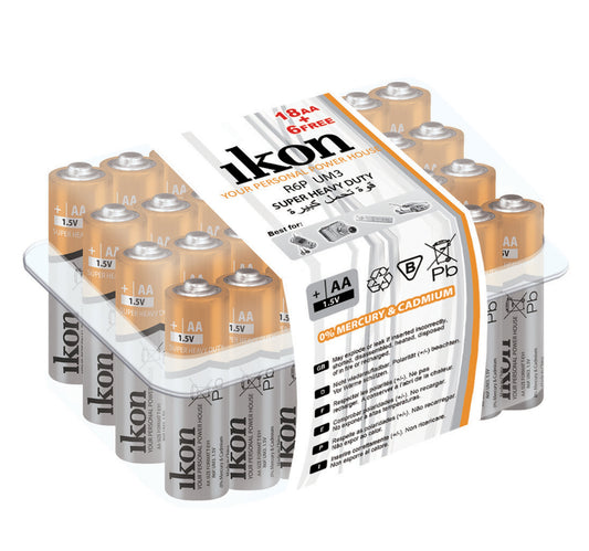 Ikon R6P UM3 Super Heavy Duty AA Battery Pack, 24 pcs, IKR6PPB