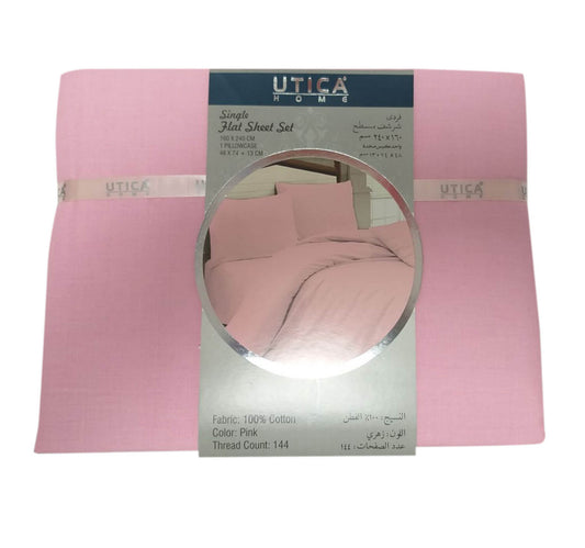 Utica Home Flat Sheet Single 2pc 160x240cm Pink Color