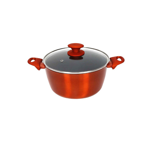 Chefline DZN20 Induction Base Ceramic Natural Coating Dutch Oven, 20 cm, Red