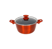 Chefline DZN20 Induction Base Ceramic Natural Coating Dutch Oven, 20 cm, Red