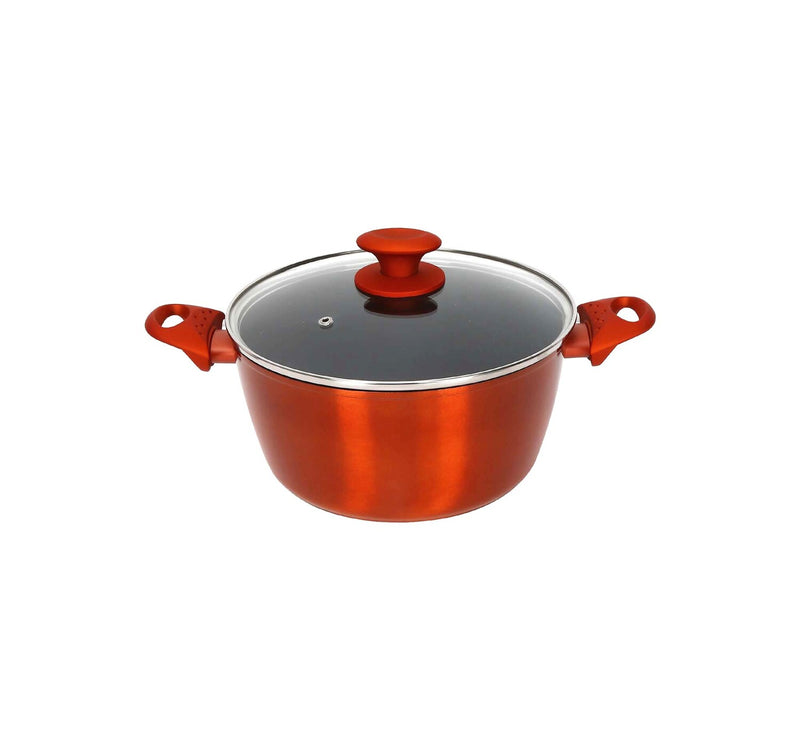 Chefline DZN20 Induction Base Ceramic Natural Coating Dutch Oven, 20 cm, Red