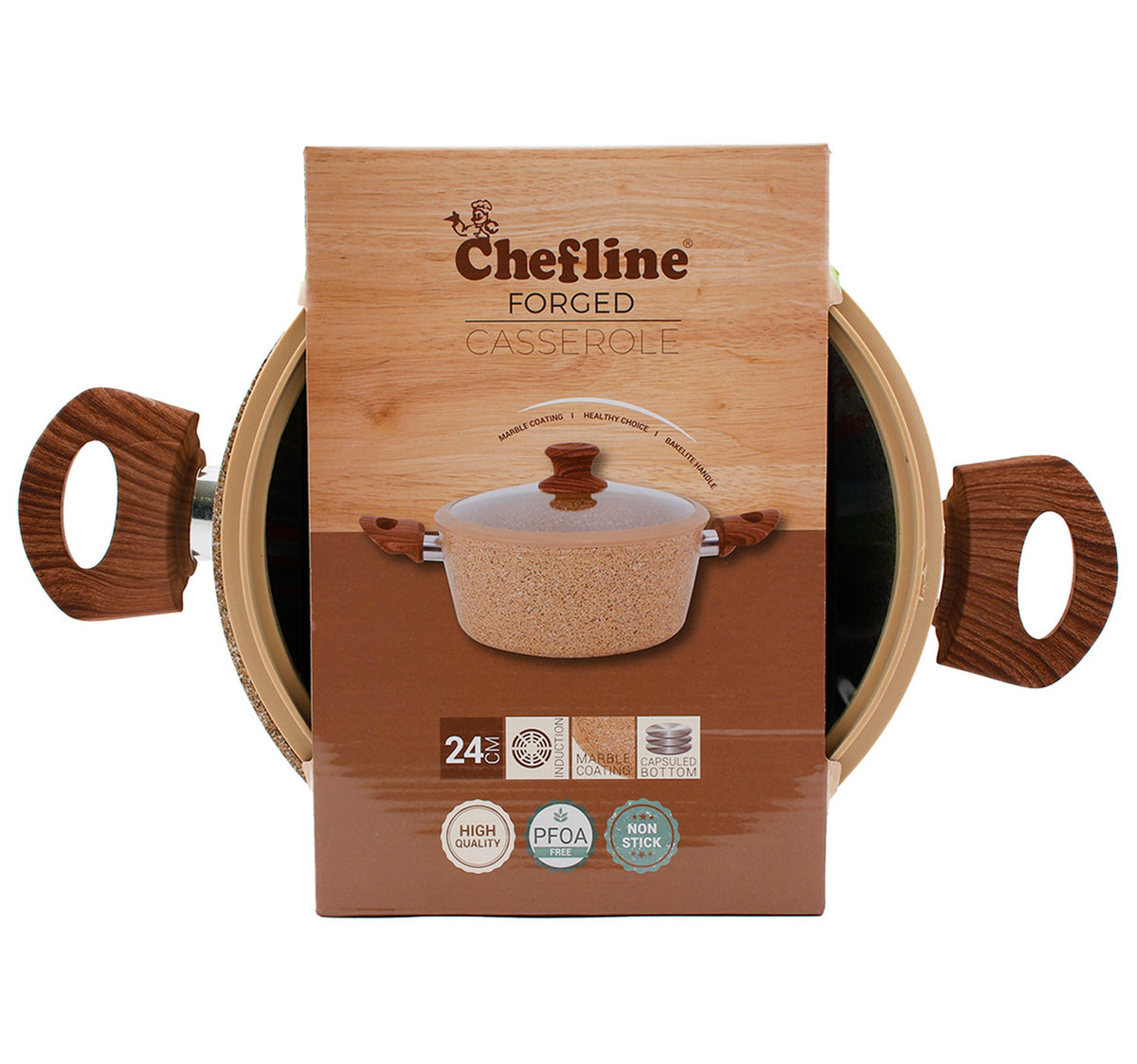 Chefline Forged Marble Coating Aluminium Casserole, 4.2L, KL24001