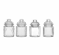 Crystal Drops Mini Glass Canisters, 4 pcs, 300 ml, Assorted, 50813