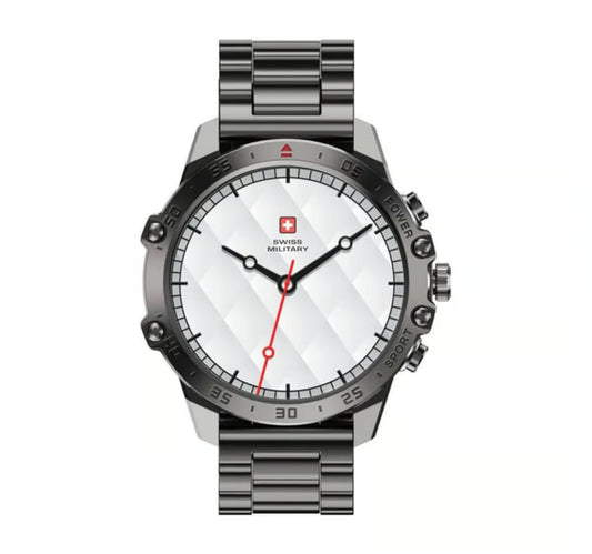 Swiss Military DOM 5 Smart Watch, 1.43 Inches Amoled Display with Metal Strap, Gun Black, SM-WCH-DOM5-GUNBLKFBLKSTL