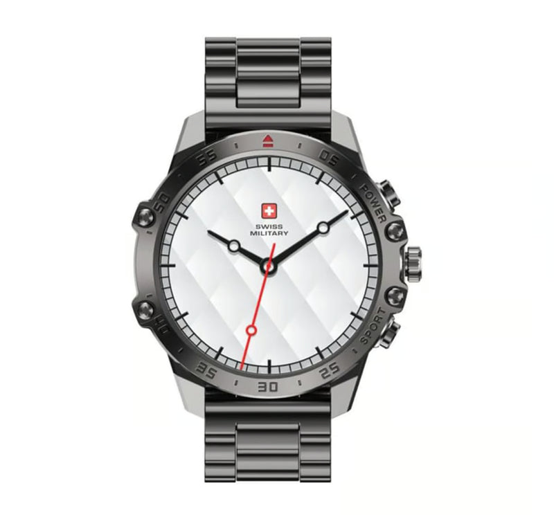 Swiss Military DOM 5 Smart Watch, 1.43 Inches Amoled Display with Metal Strap, Gun Black, SM-WCH-DOM5-GUNBLKFBLKSTL