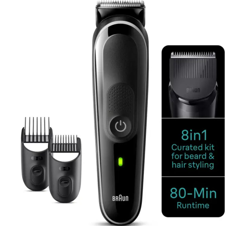 Braun 8-in-1 Style Kit All-In-One Beard & Body Grooming Kit, Grey, MGK3440