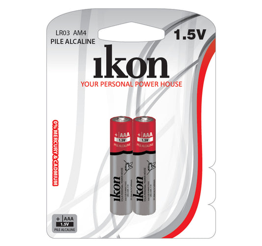 Ikon Pile Alcaline 1.5V AAA Battery, 2 pcs, IKLR03BP2