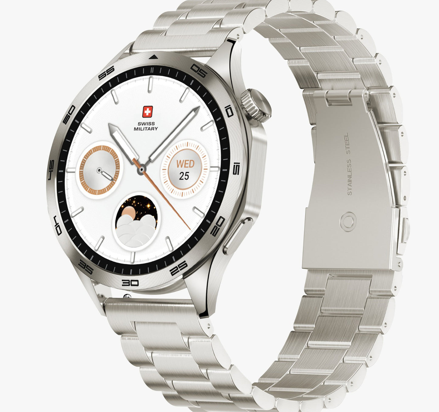 Swiss Military Swiss International Smart Watch, 1.43 AMOLED Display, Gold Frame with Gold Metal Strap Lulu Hypermarket
