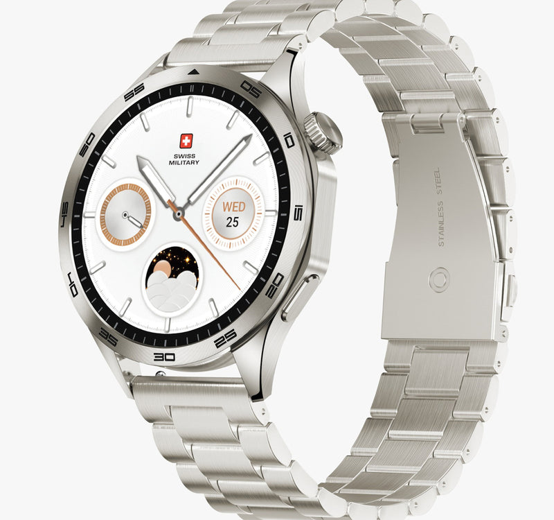 Swiss Military Swiss International Smart Watch, 1.43 AMOLED Display, Gold Frame with Gold Metal Strap Lulu Hypermarket