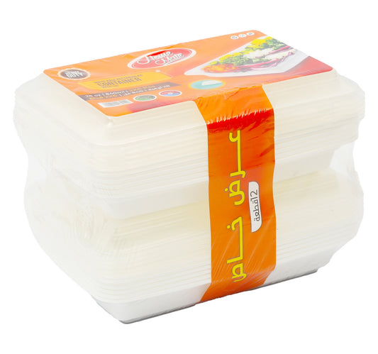 Home Mate White Rectangular Container With Lid Microwavable 840 ml 2 x 6 pcs