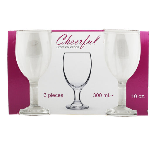 Diamond Cheerful Stem Glass, 3 Pcs, 300 ml