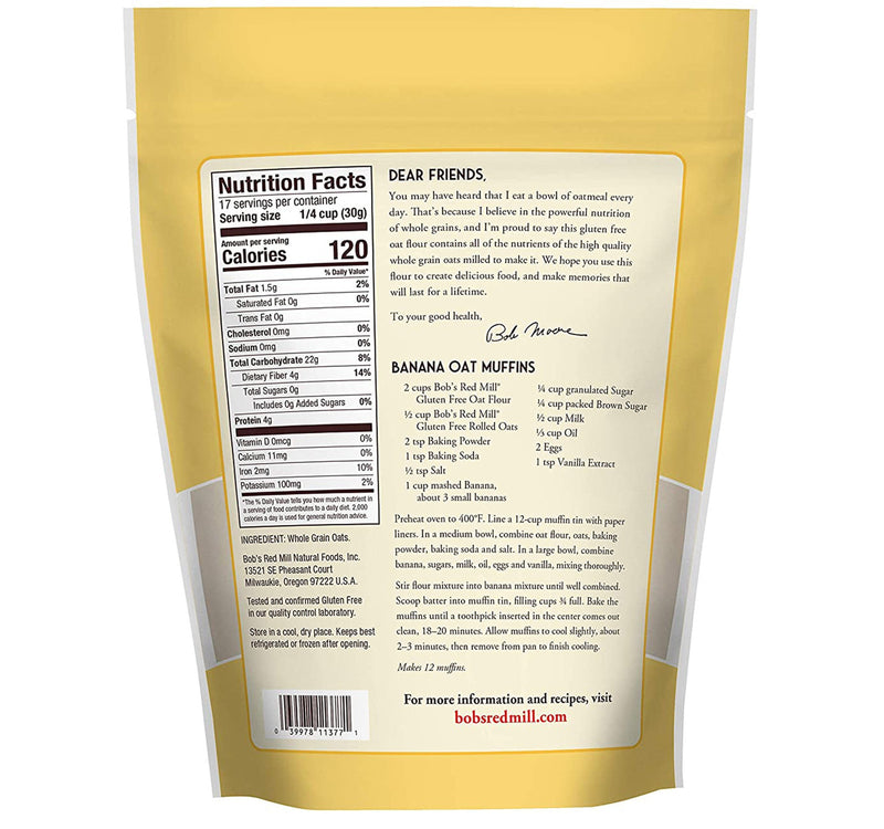 Bob's Red Mill Gluten Free Whole Grain Oat Flour 510 g