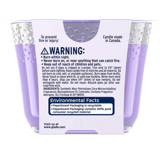 Glade Tranquil Lavender & Aloe Scented Candle 193 g