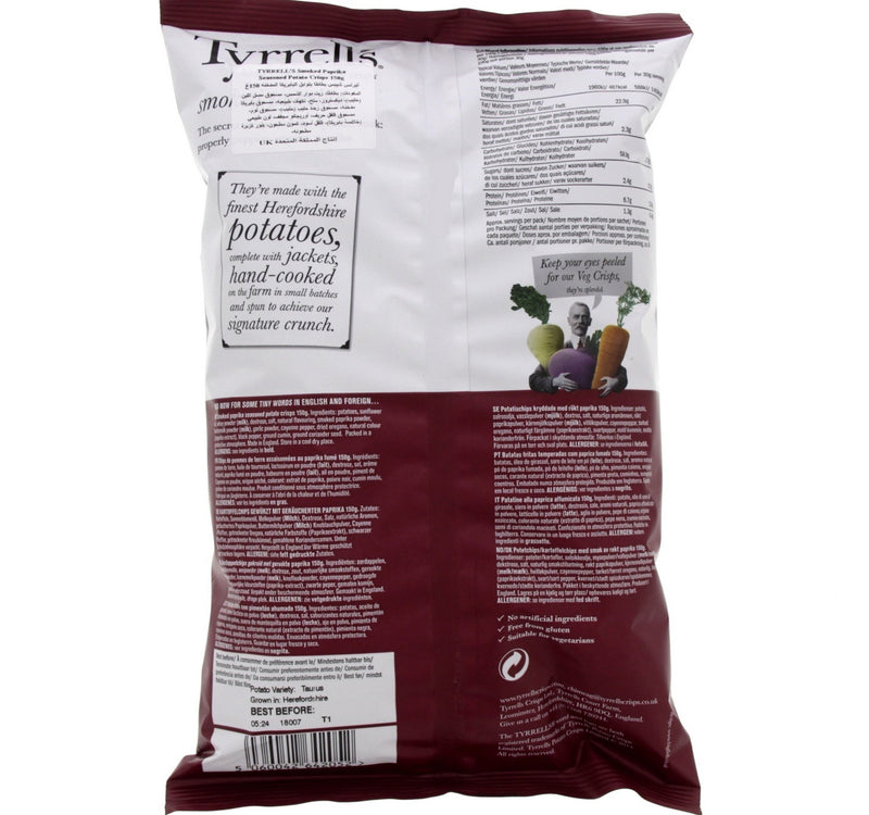 Tyrrells Smoke Paprika Hand Cooked English Crisp 150 g