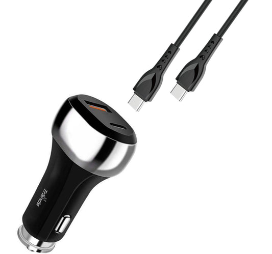 Trands Car Charger with Type-C to Type-C Cable 1 meter TR-AD6519 Lulu Hypermarket