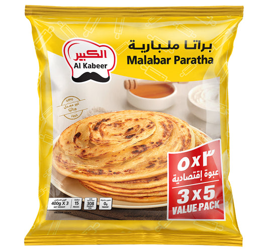 Al Kabeer Frozen Malabar Paratha Value Pack 3 x 400 g