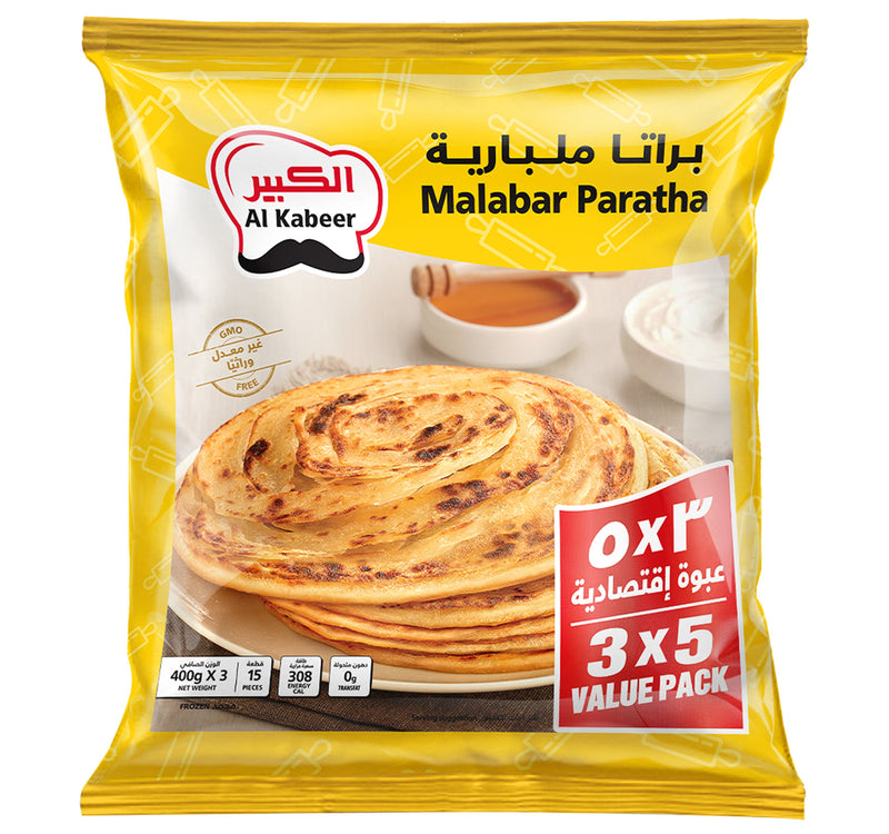 Al Kabeer Frozen Malabar Paratha Value Pack 3 x 400 g