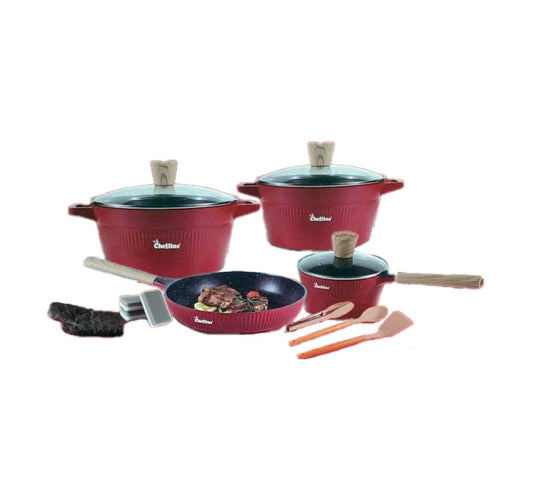 Chefline Diecast Marble Cookware Set, 14 pcs