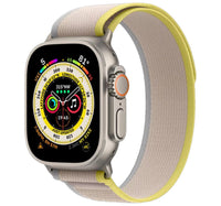 Apple Watch Ultra GPS + Cellular 49 mm Smartwatch, Titanium Case with Yellow/Beige Trail Loop (S/M), MNHK3