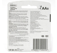 Energizer Max Alkaline AA Battery, 1.5 V, 8 Pcs, E91BP8