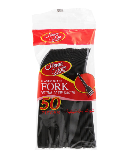 Home Mate Plastic Black Fork HP4 50 pcs