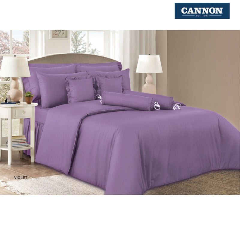Cannon Bed Sheet + Pillow Cover Plain Single Size 168x244cm Violet