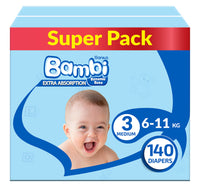 Sanita Bambi Baby Diaper Size 3 Medium 6-11 kg 140pcs
