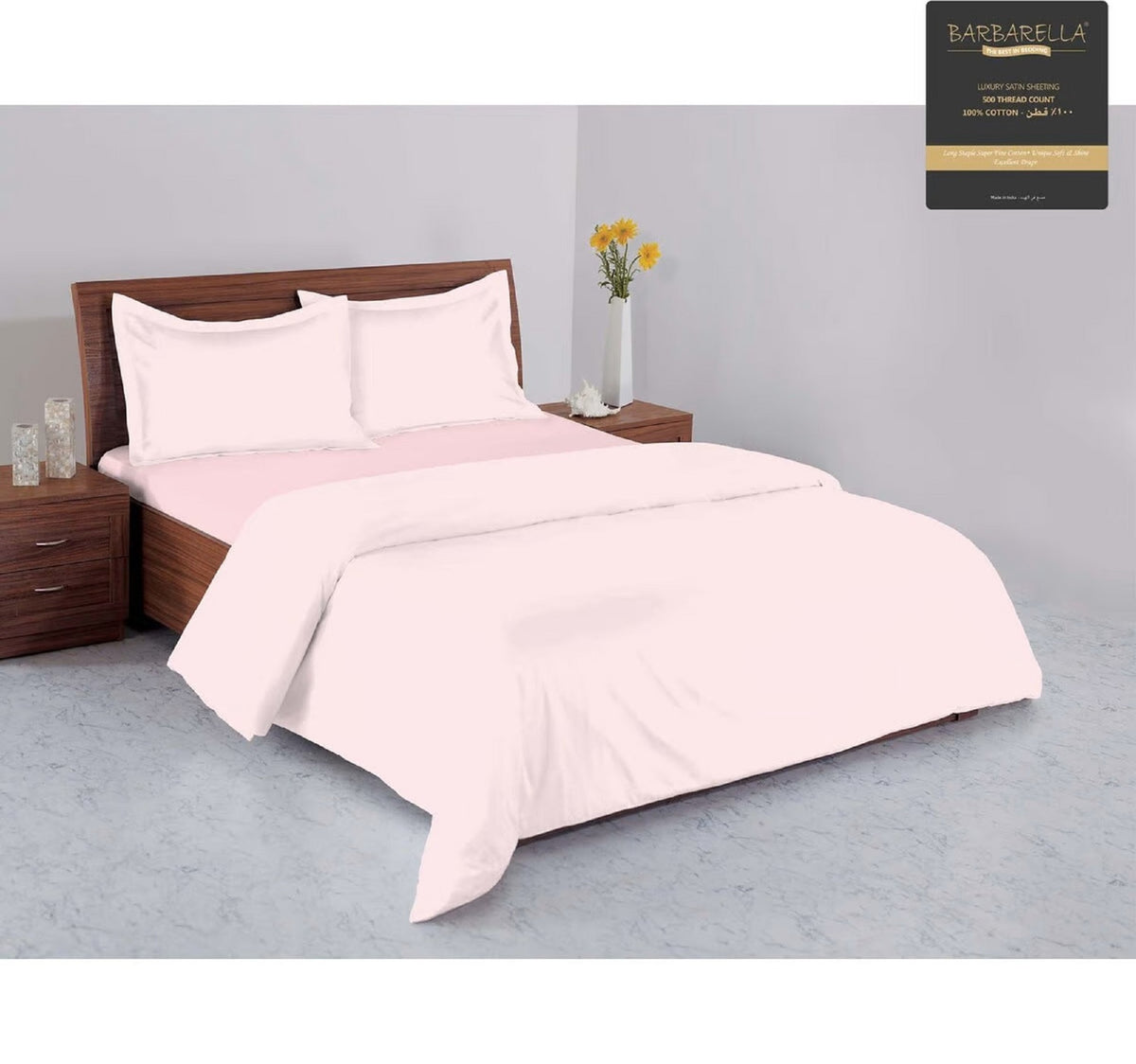 Barbarella Cotton Bed Sheet 500TC 240x260cm Pink