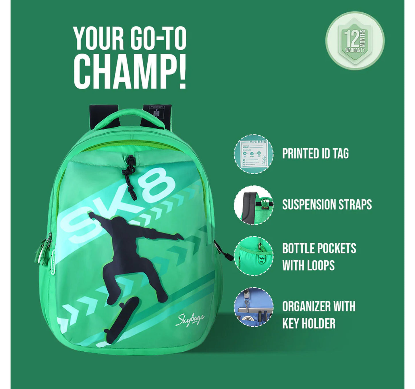 Skybags Backpack 19" NXT4 Green