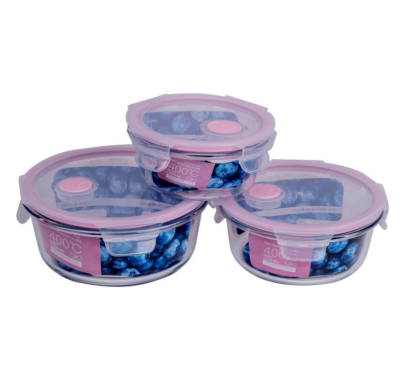 Chefline Round Glass Container, 3 pcs, LYL3MKT